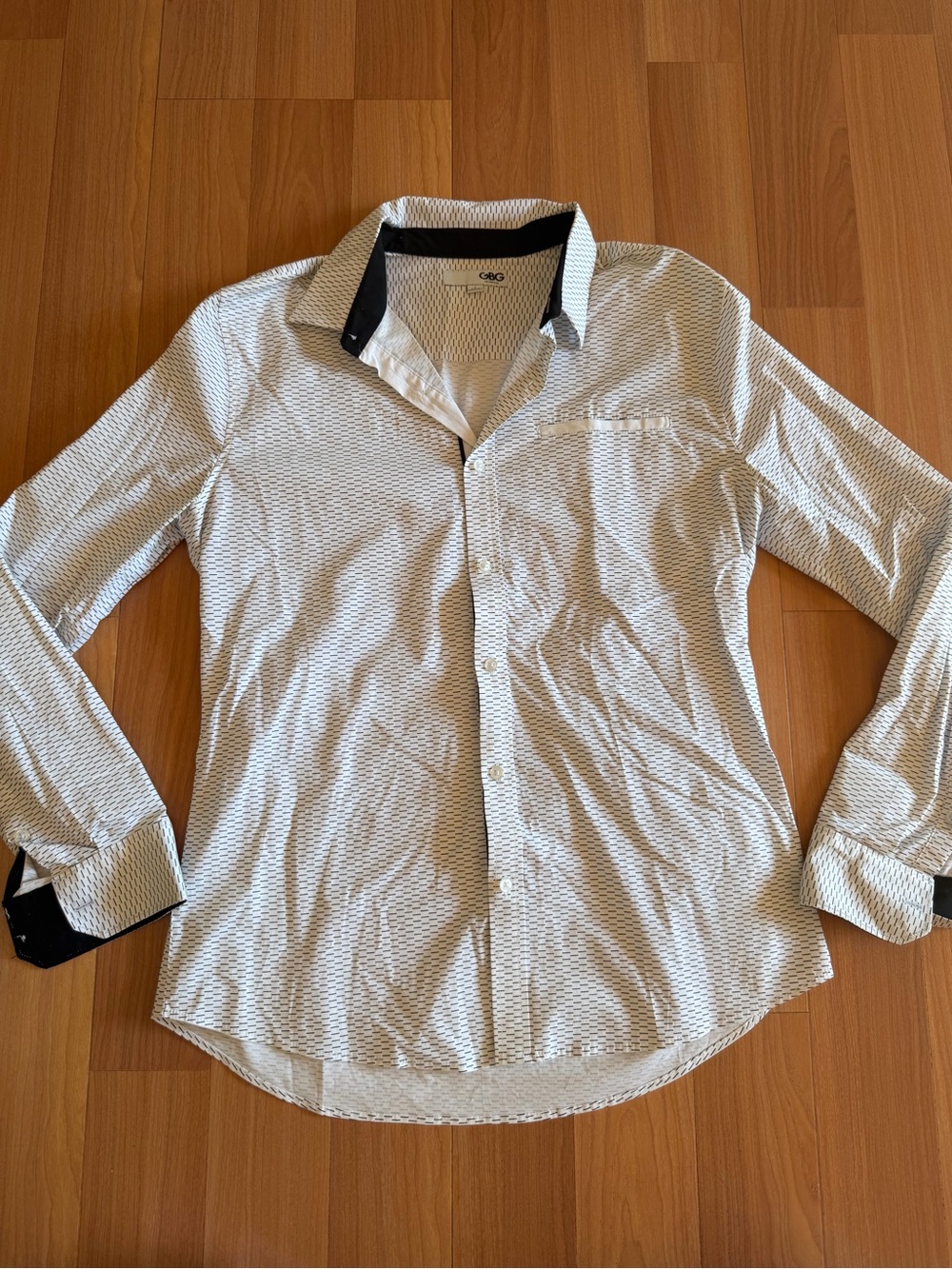 GBG Los Angeles White Dress Shirt with Black Trim